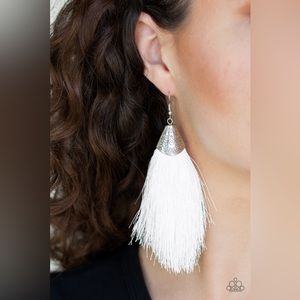 NWOT White Tassel Earrings